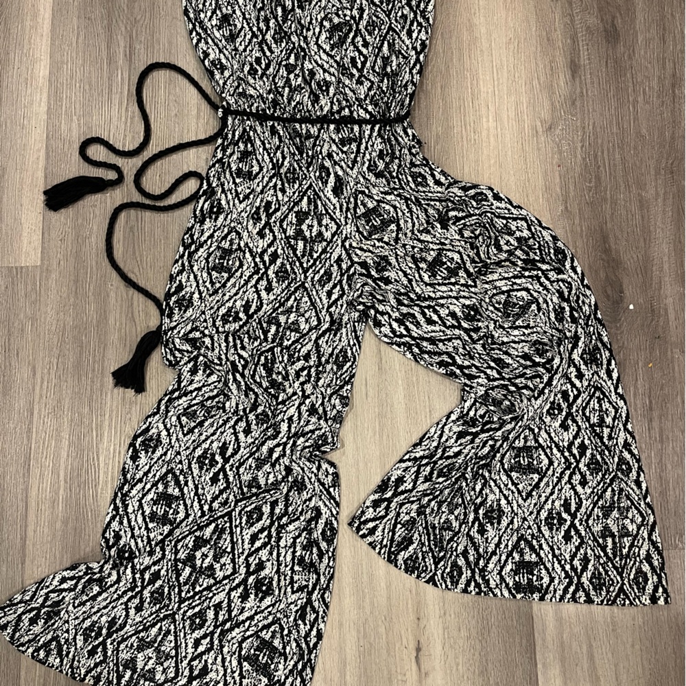 Beach Break Wide Leg Jumpsuit with tassel tie waist